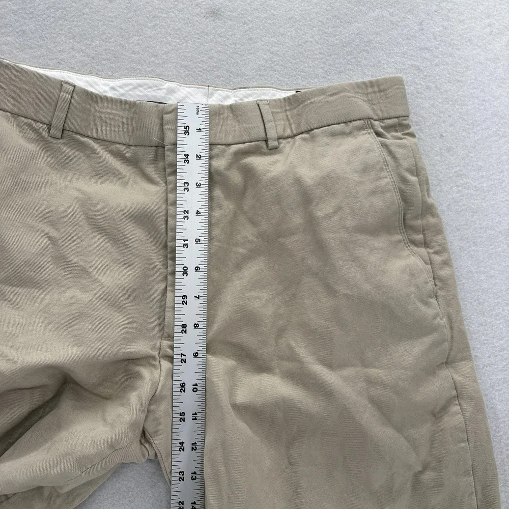 Banana Republic Chino Pants Mens 35x30 Beige Cotton Linen Flat Front Straight